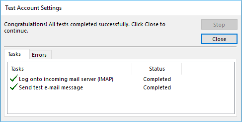 IMAP Test Account Settings