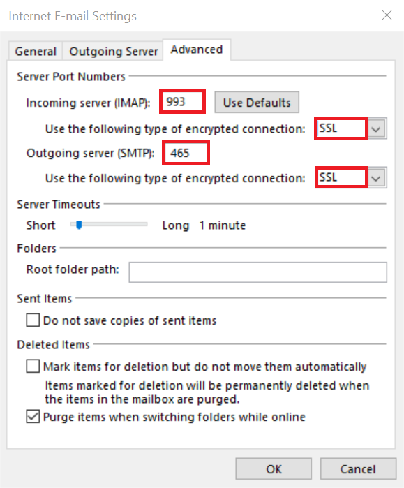 SMTP Port Settings